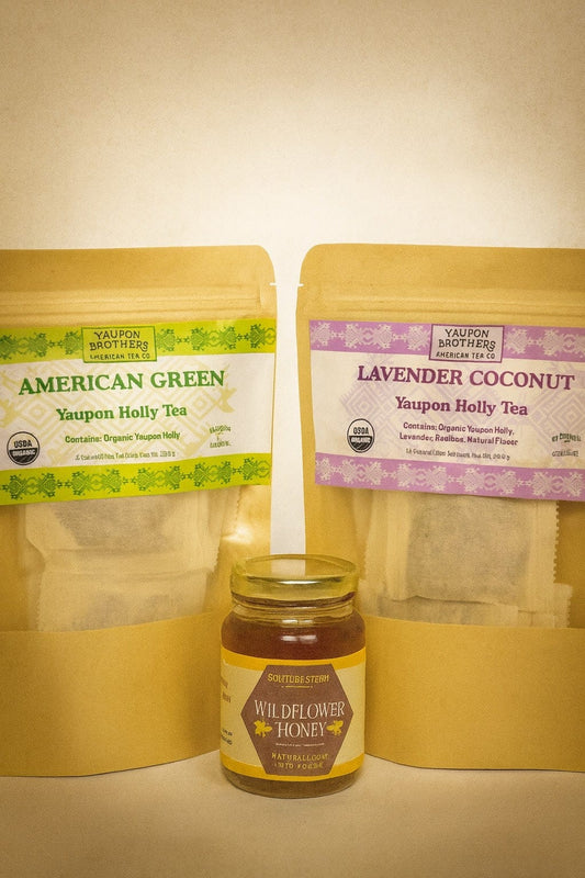 FG.YB.GiftBox.3+ Yaupon Tea - Classic Gift  AG.LC.honey